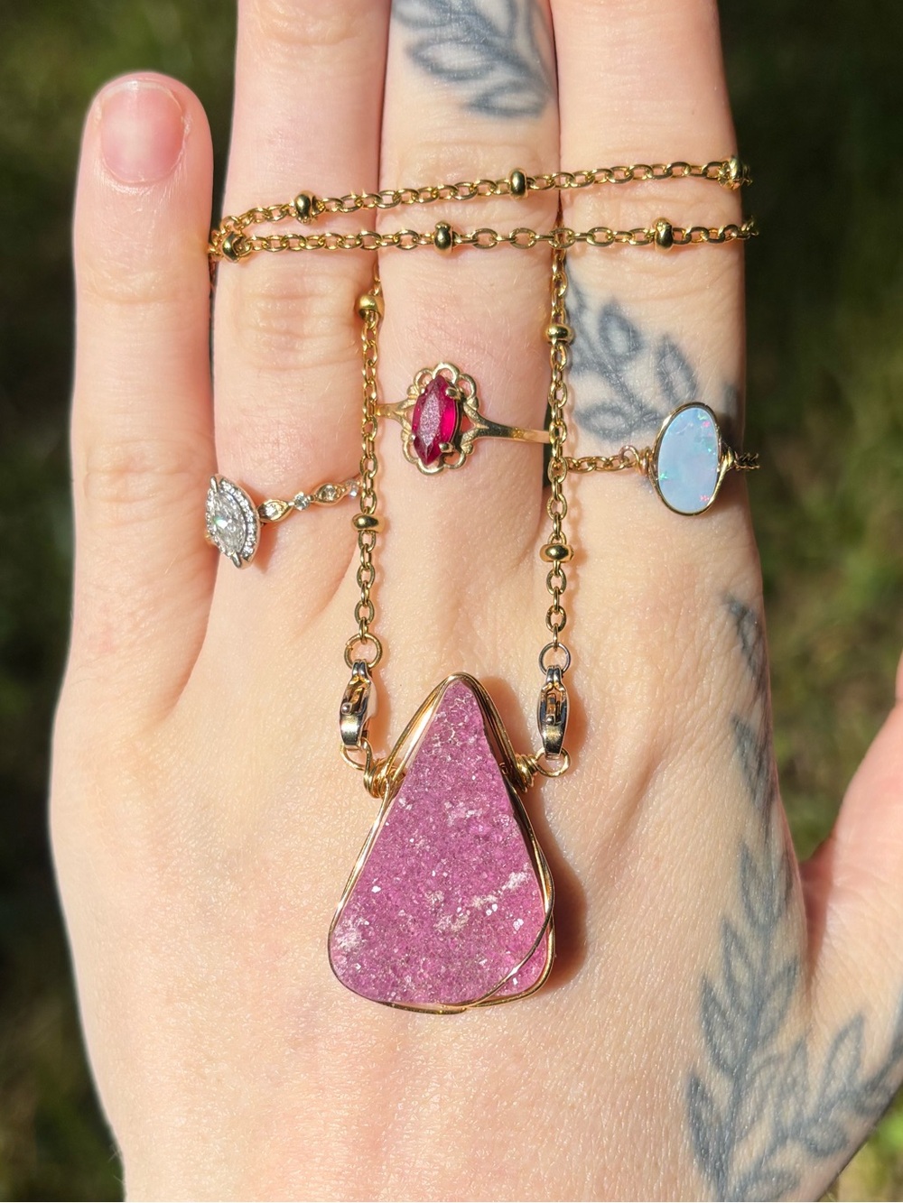 Pink calbolto calcite interchangeable necklace